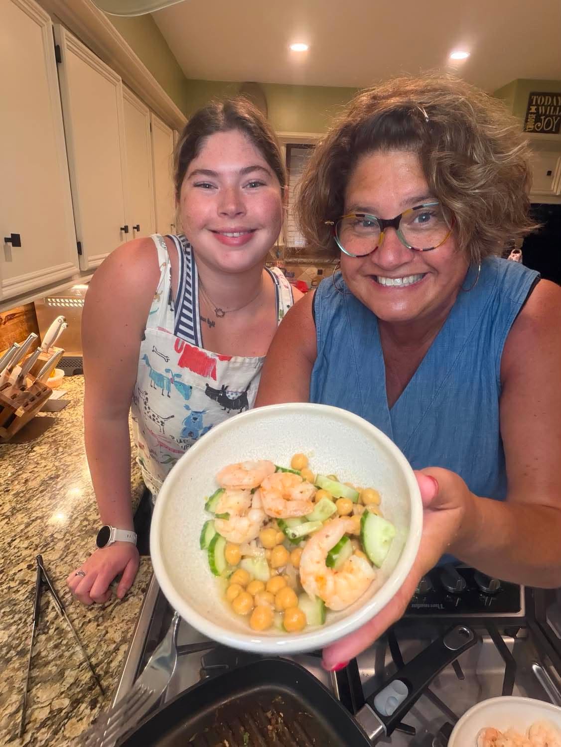 Grilled Shrimp with Cucumber Chickpea Salad